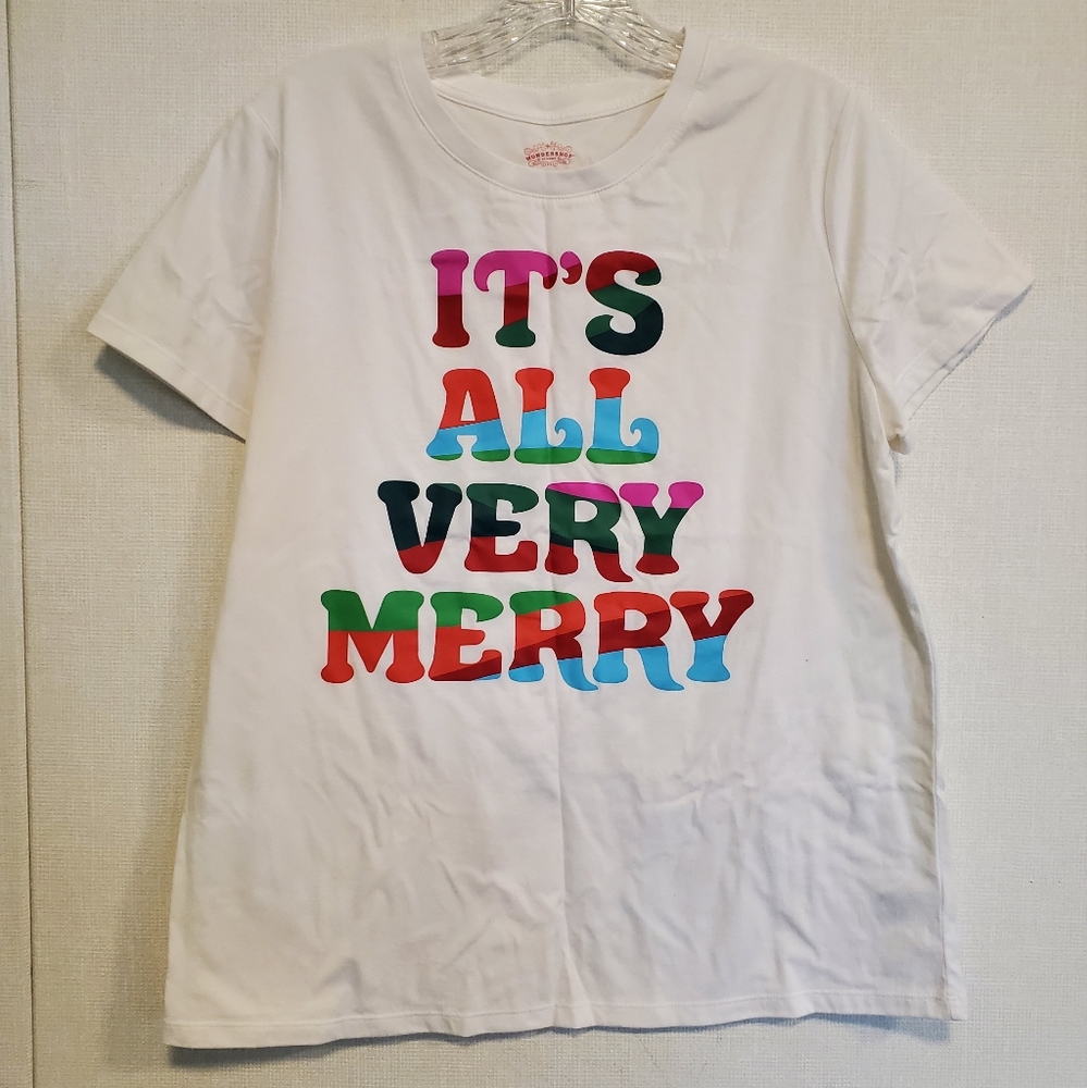 Women's Christmas "It's All Very Merry" pajama shirt. Size L.